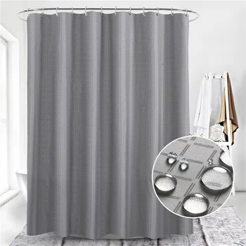 

180cm*180cm Terylene In Simple Grey Small Square Bathroom Curtains Easy Clean Shower Curtain Water Proof Nonchemical Odor