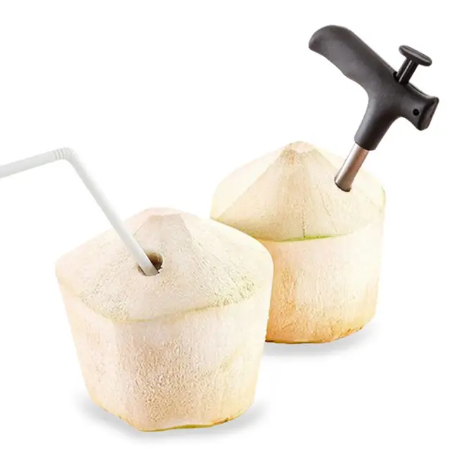 Black Coconut Opener Tool Coco Water Punch Tap Drill Straw Open Hole