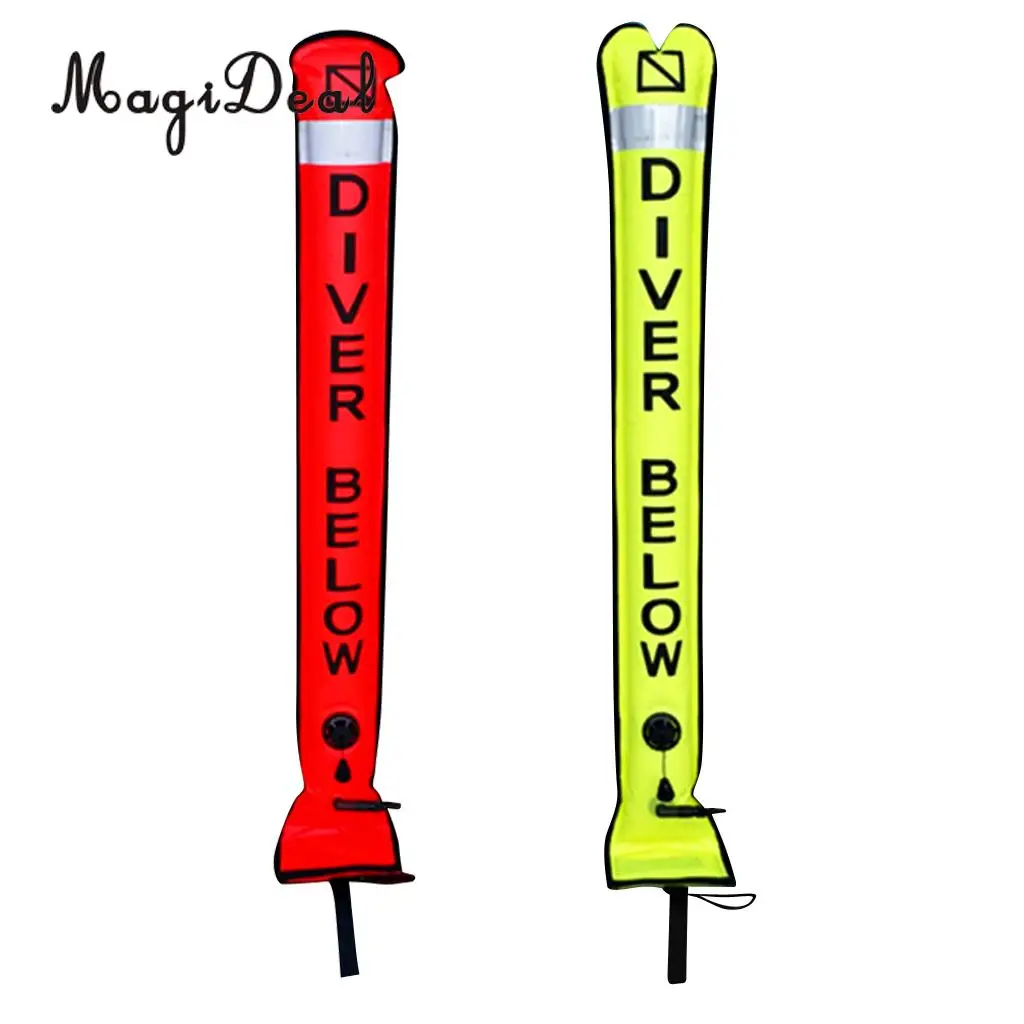 MagiDeal Scuba Diving Diver SMB Surface Marker Buoy Tube & Reflective Tape Fluo for SCUBA Snorkeling Surfing Dive Swimming