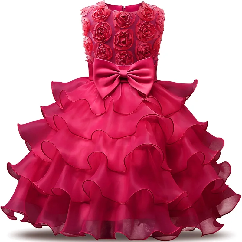 Новое Летнее Детское платье для девочки 1 года платье на день рождения, белое кружевное платье для крещения vestido infantil, платья принцесс с бантом для Свадебная вечеринка - Цвет: Style 3 pink