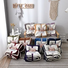 Deluxe Large Lamb Blanket solid color winter blanket single double thickened sofa bed blanket can flip