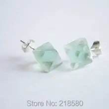 H-CE66 зеленая флюоритовая, Хрустальная серьги-гвоздики