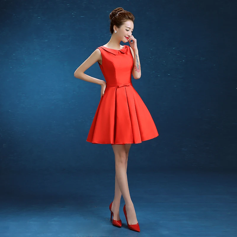 2015 Brand New Red Evening Dresses Elegant High Neck Girls Dress V-Back Ball Prom Party Pageant Graduation Formal Dress/Gown