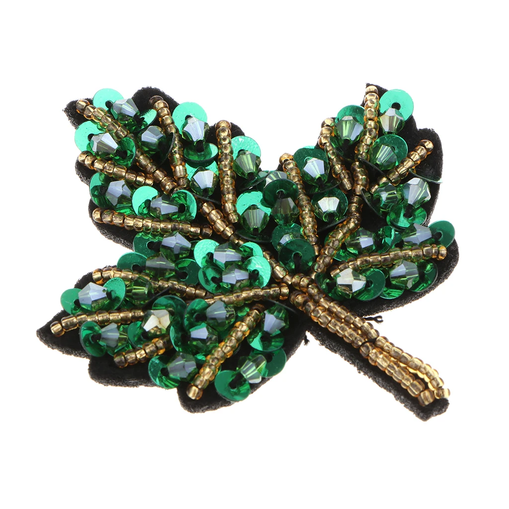 Embroidery Sequined Maple Leaf Patches for Jeans Jackets Clothing Stitching DIY Art Crafts, 7 Colors