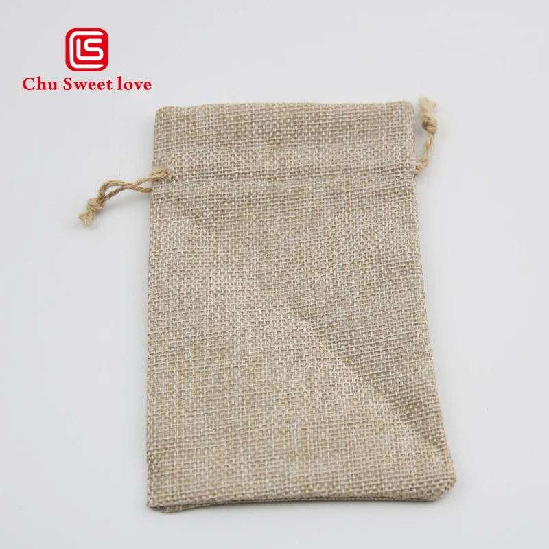 10Pcs/10*15Cm Christmas Linen Jute Gift Drawstring Bags Sacks Wedding Birthday Party Jewelry Drawstring Pocket Shower Supplies