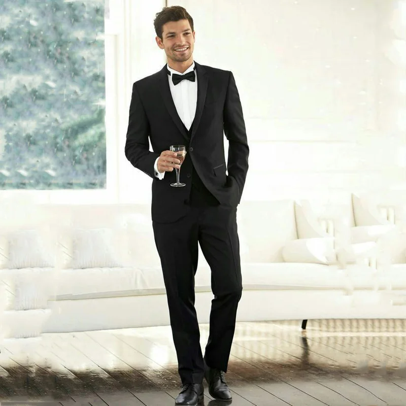 

Latest Coat Pant Design Black Groom Tuxedos Slim Fit Men Suits for Wedding Notched Lapel Groomsmen Wear 2pieces Terno Masculino
