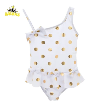 

KAVKAS Summer Kids Baby Girls Bikini Suit One Off Shoulder Cute Ruffle Bow Swimsuit Swimwear Bathing One-Piece Swimming Clothes