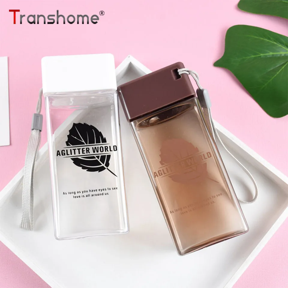 Transhome квадратная пластиковая бутылка для воды Bpa Free 350 мл Спортивная питья
