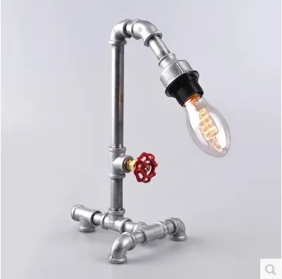 

40w Silver Pipe Table Lamps In Industrial Loft Style Vintage Table Lamp For Bar Cafe Deco,Abajur Sala Lamparas De Mesa
