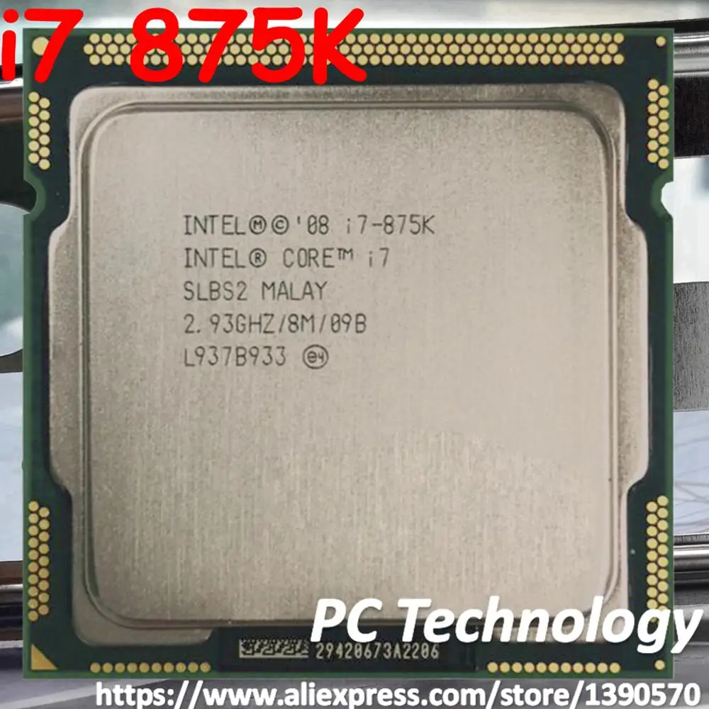 Процессор Intel Core i7 875K cpu 2,93 GHz 8M четырехъядерный процессор LGA1156 45nm 95W i7-875K настольный процессор