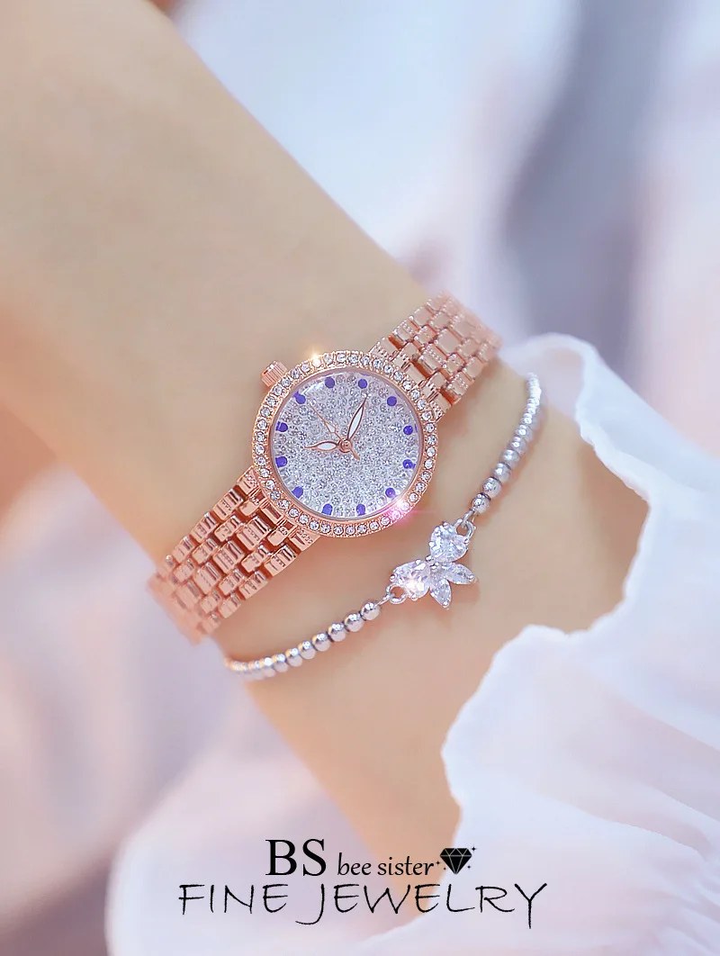 Топ Роскошные женские золотые часы relojes de mujer стальные женские часы модные женские кварцевые наручные часы+ браслет+ коробка для часов
