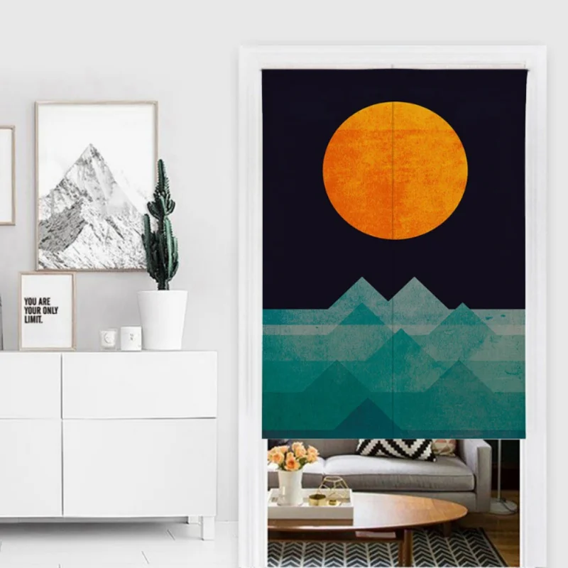 

Japanese Style Sun Design Noren Doorway Curtain Cotton And Linen Printed Hanging Tapestry For Home Decoration