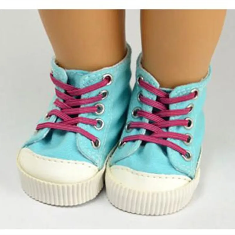 Doll Shoes Blue Canvas Shoes Fit For 18 American Girl Dolls Christmas Birthday Gift For Baby