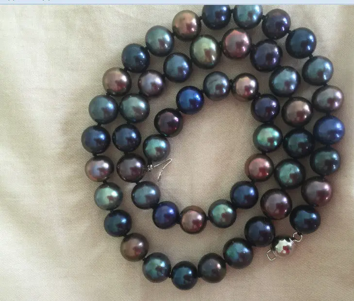 

10-11mm natural round south seas multicolor pearl necklace 18inch (9.13)