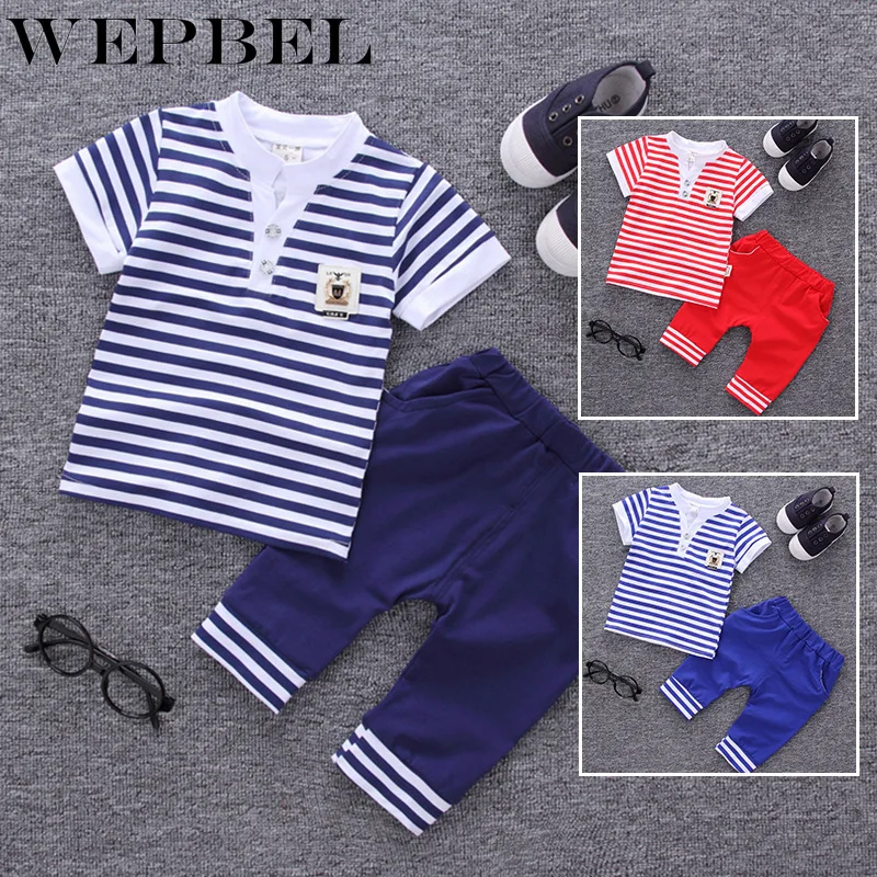 

WEPBEL 2pcs Kids Baby Boys Clothes Set Striped Tops+pants Youth Child Boy Clothing Outfits Sets
