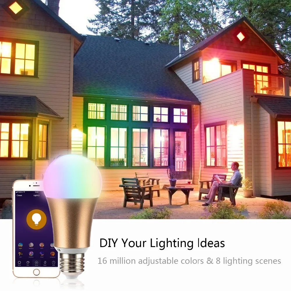 2019 New Meta 7W RGB LED WIFI Smart Bulb Ball Lamp E27 Dimmable Color LED Light Bulb Works with Alexa Google Home iOS App Contro