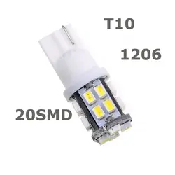 Оптовая Продажа 10x T10 20 smd СВЕТОДИОДНЫЙ 1206 Автомобилей светодиодный SMD свет T10 W5W 194 1206/3020 20smd 20 светодиодный SMD Клин Белый Цвет сторона Интерьер