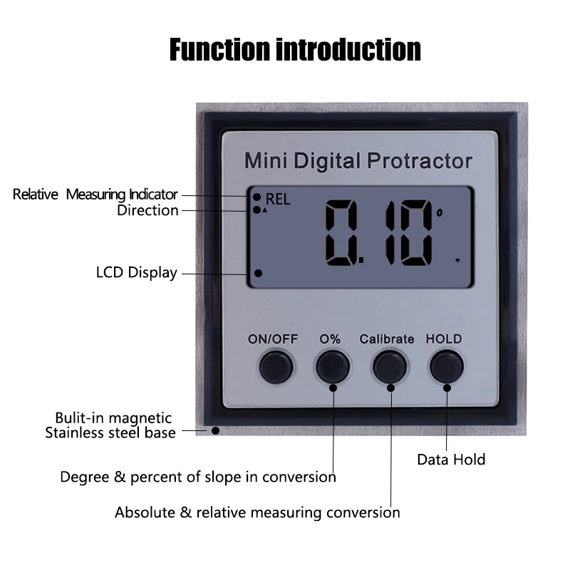 4*90 градусов цифровой транспортир Инклинометр Измеритель угла нержавеющая сталь Сильный магнитный базовый уровень коробка измерительные инструменты