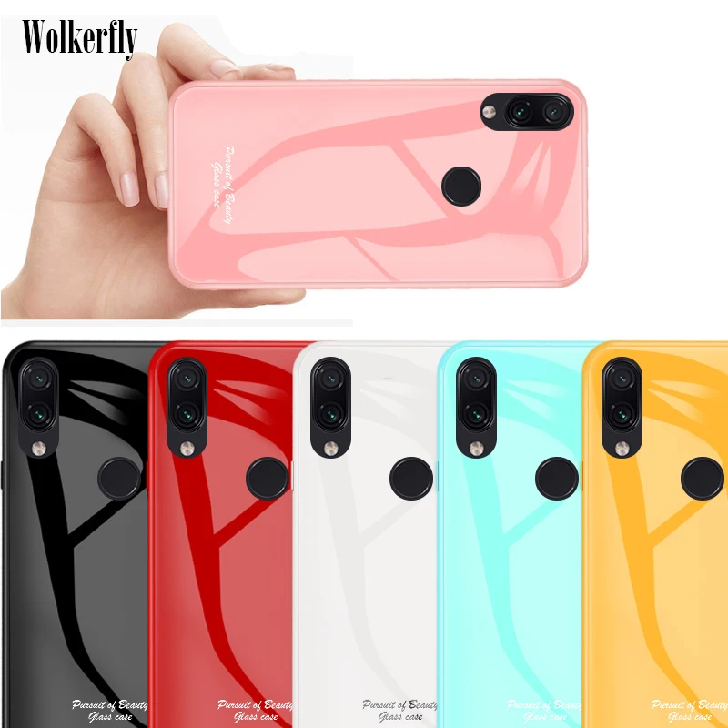 

Tempered Glass Case For Xiaomi Redmi 7 6 6 Pro 6A Note 7 Note7 Pro Candy Color Back Cover For Xiaomi Mi 9 8 SE Mi 8 A2 Lite Case