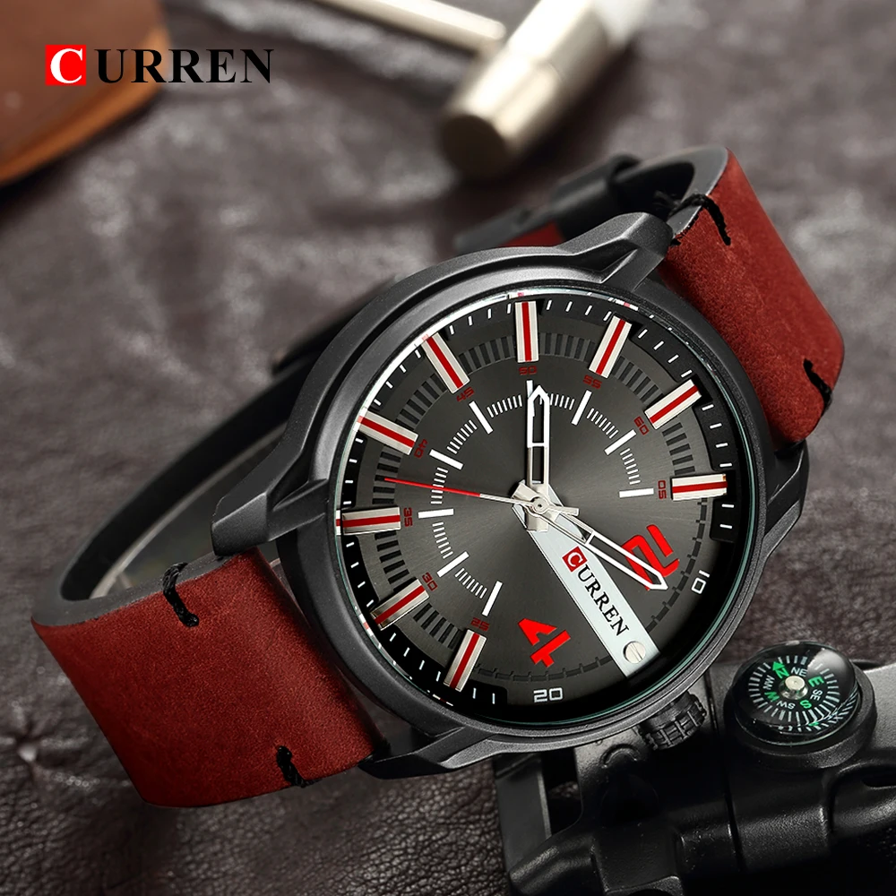 Новый CURREN лучших брендов класса люкс уникальным набором Дизайн модные Повседневное Бизнес Для мужчин часы кожаный ремешок наручные часы