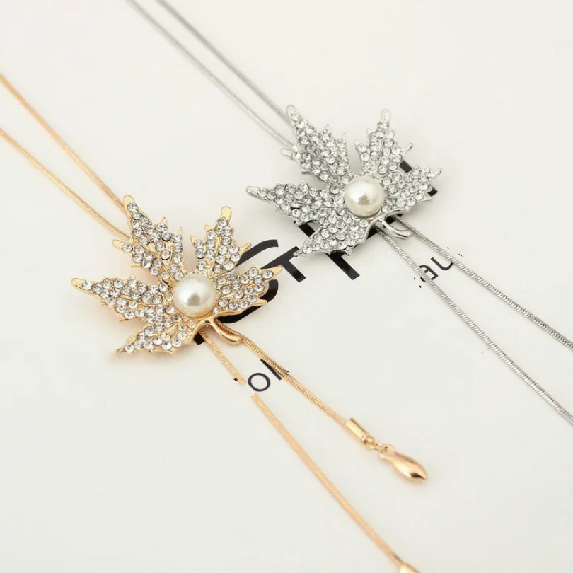 Женское ожерелье с подвеской в виде кленового листа|maple leaf necklace|sweater chainleaf necklace |