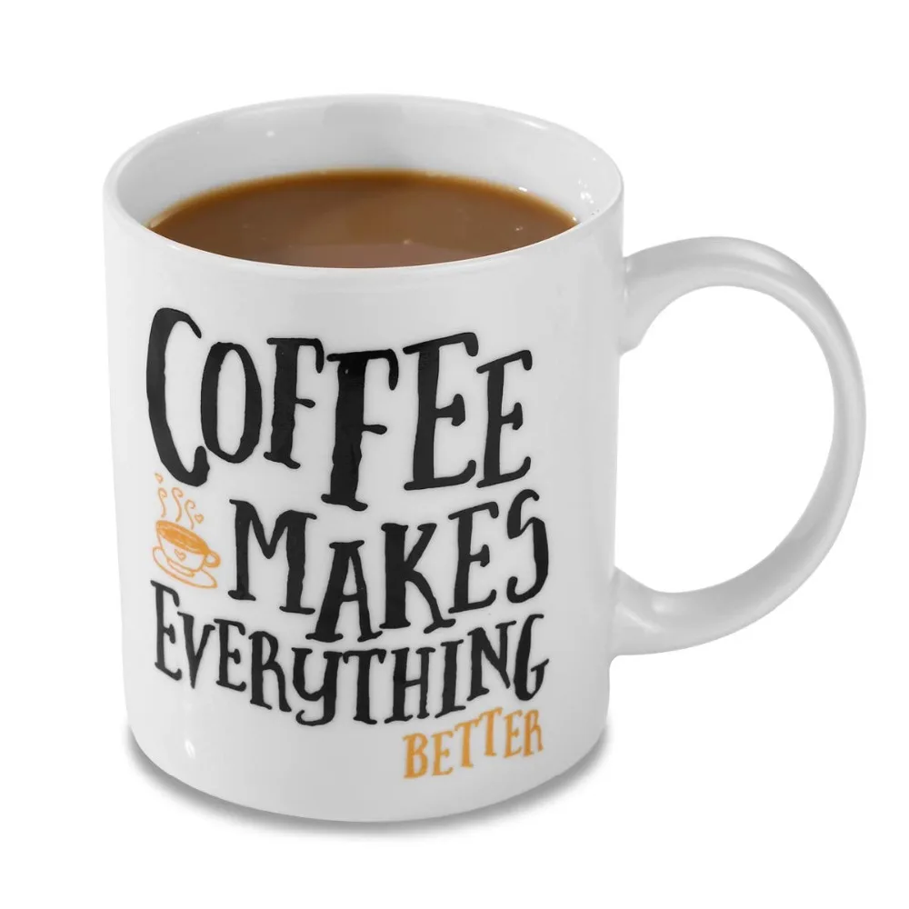 

Coffee Mug, 11oz Funny Coffee Mug: Coffee Makes Everything Better, Unique Ceramic Novelty Holiday Christmas Hanukkah Gift for Me