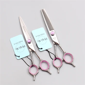 

6" 17.5cm JP 440C AQIABI Violet GEM Barber Makas Cutting Shears Thinning Scissors Professional Hair Scissors Styling Tool A9018