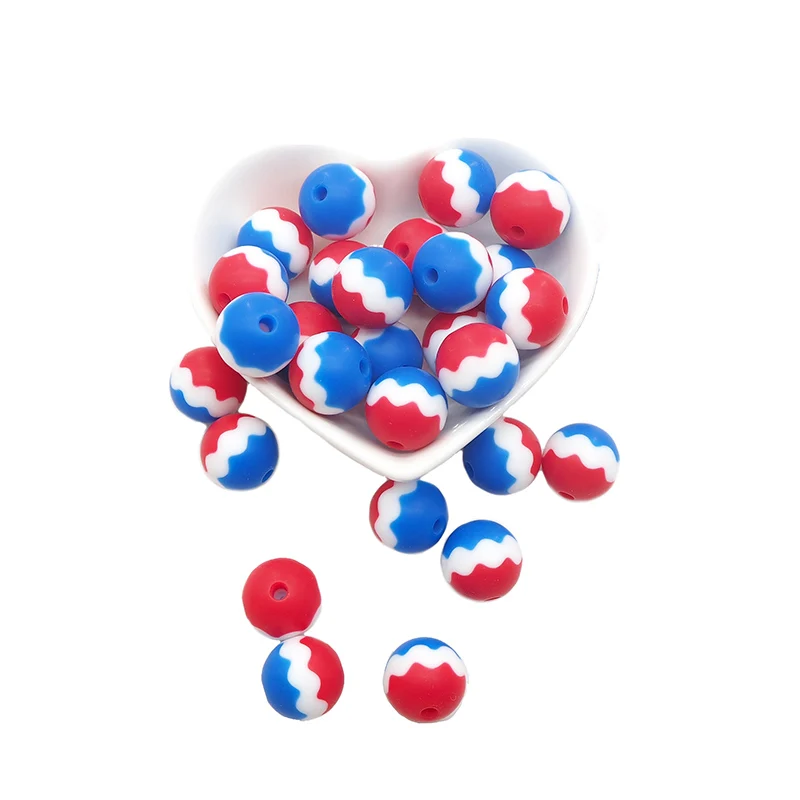 

Chenkai 10PCS Silicone Wavy Stripe Beads Infant Teething Loose Beads BPA Free Food Grade For Chewing Pacifier Chain Accessories