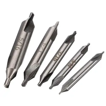 

5Pcs HSS Combined Center Drills Bits 60 Degree Countersink Drill Set For Power Tools 1/8" 3/16" 1/4" 5/16" 5/32"
