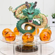 Dragon Ball Z Shenron ПВХ Фигурки игрушки Золотой Зеленый Дракон 7 шт. 3,5 см Драконий жемчуг Z хрустальные шары+ полка отличный подарок