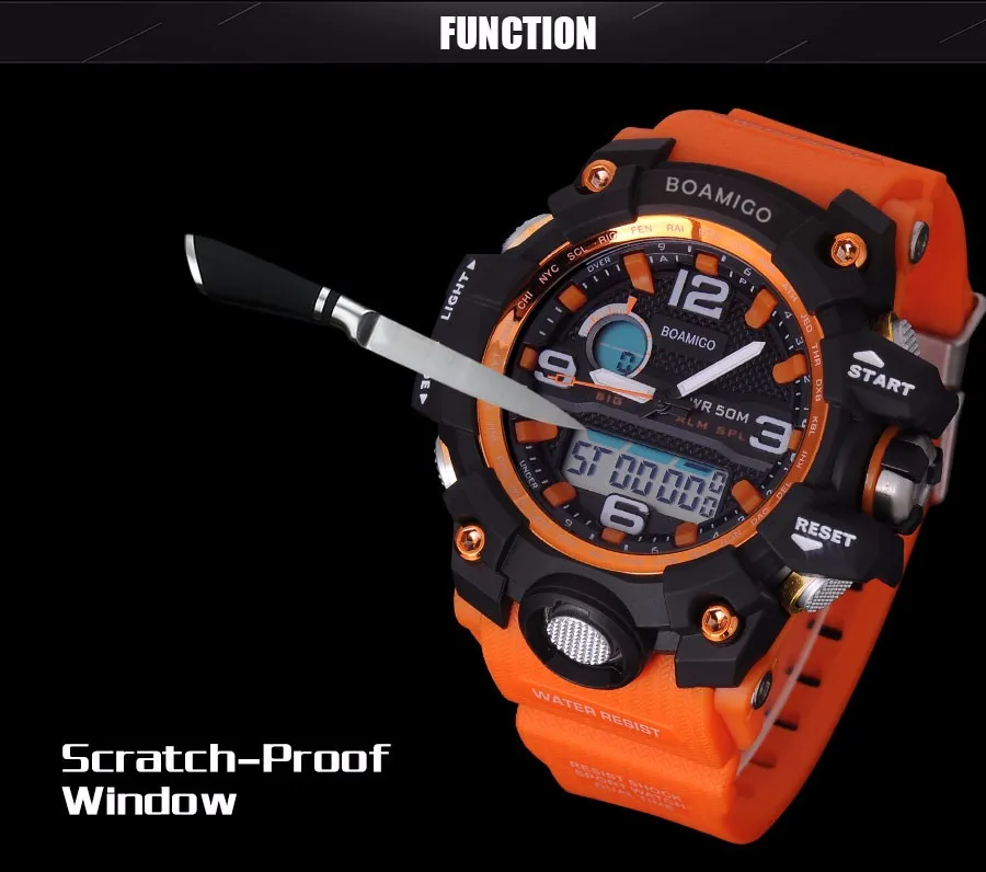 BOAMIGO Brand Analog LED Display Digital Men Watches Dual Display Quartz Watch Water Resistant Fashion Casual Sport Wristwatches (4)