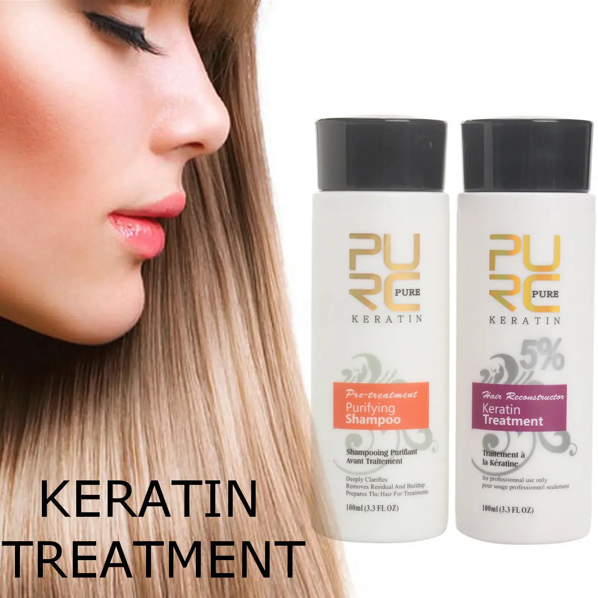 

2pcs/set 100ml 5% Formalin Brazilian Chocolate Keratin Treatment Hair Care Products Make Hair Smoothing and Shine Pure