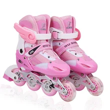 1 пара взрослых детей Inline скейт обувь для роликов, скейтборда Регулируемый моющийся ПВХ жесткие колеса одно переднее колесо мигающие Patines