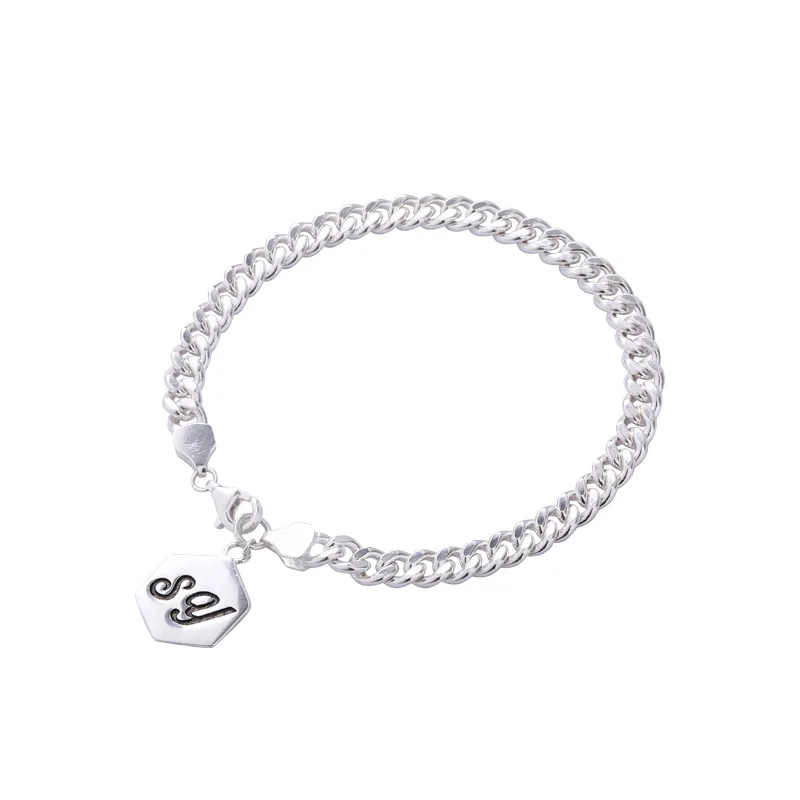 

Retro Letter Chain 925 Sterling Silver Bracelet