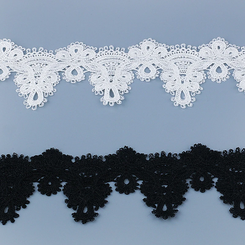 

Misaya 2 yards 100% Polyester embroidery spikes lace fabric Trim,DIY black/white flower manual wedding lace trim
