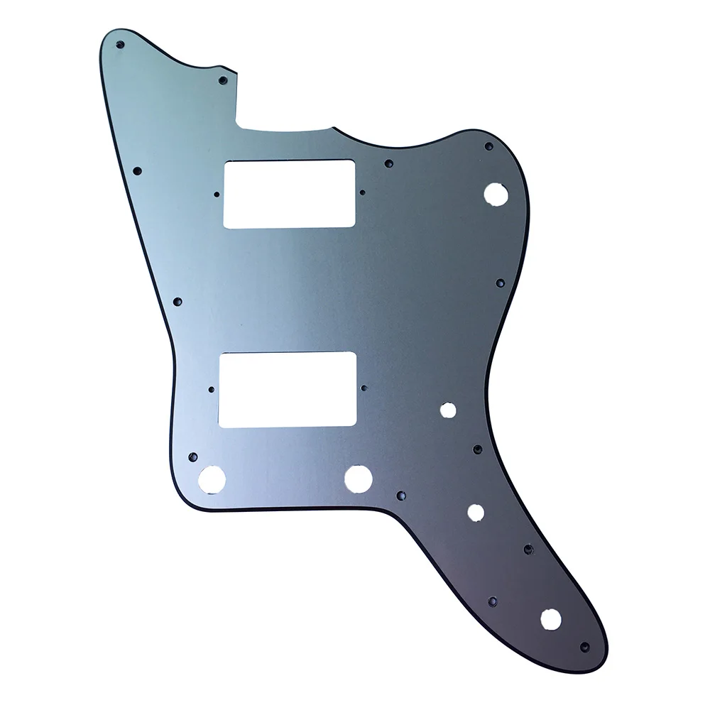 Pleroo Custom Guitar pickgaurd - For MIJ Jazzmaster Pickguard with PAF Humbucker 2 Ply Silver Black | Спорт и развлечения