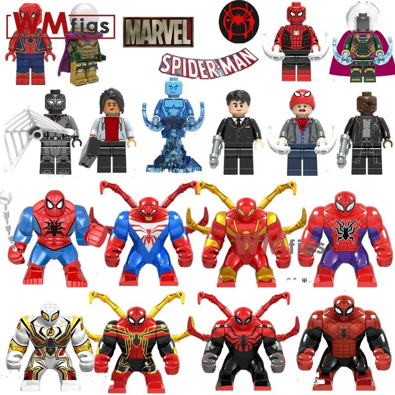 

Single Blocks X0249 Mysterio Peter Park Nick Furry Spider-man Hydro-Man Happy Marvel super heroes frigura bricks kids Toys