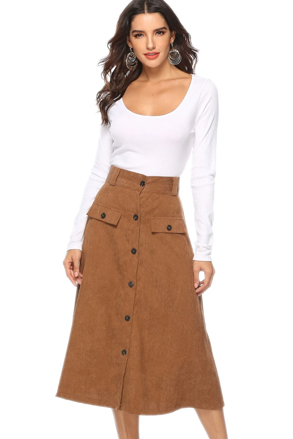 button front a line skirt