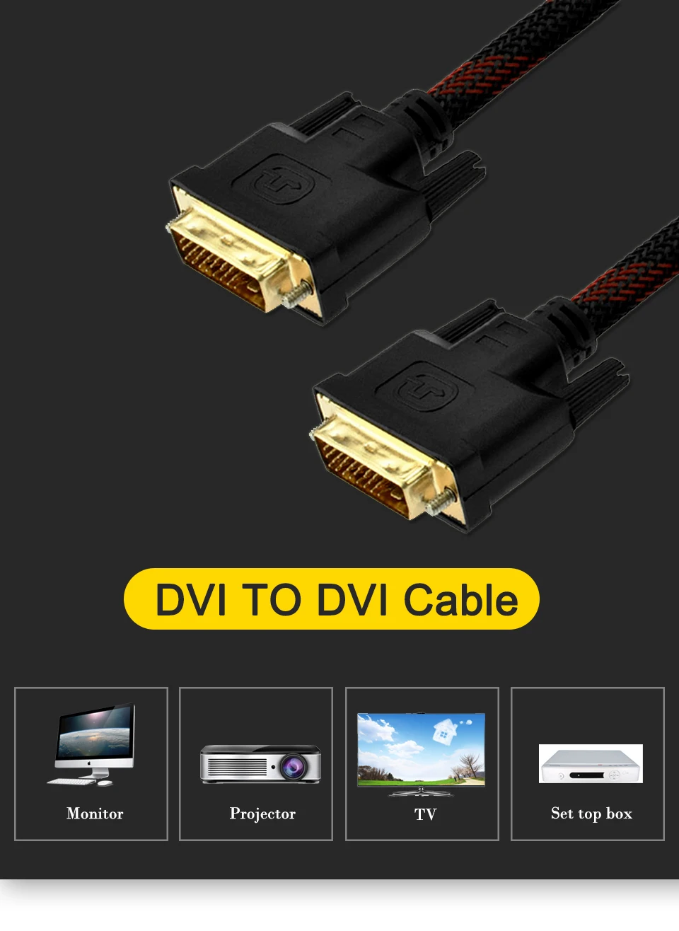 High Speed DVI Cable 1.5M dvi Line Male-Male 24+1 cable 1080p DVI to DVI Cable Adapter For HDTV XBOX Computer Projector (1)