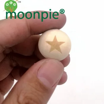 100pcs wood round ball bead star pentagram shaped burnt engrave diy accessory wooden craft for teether EA138-1