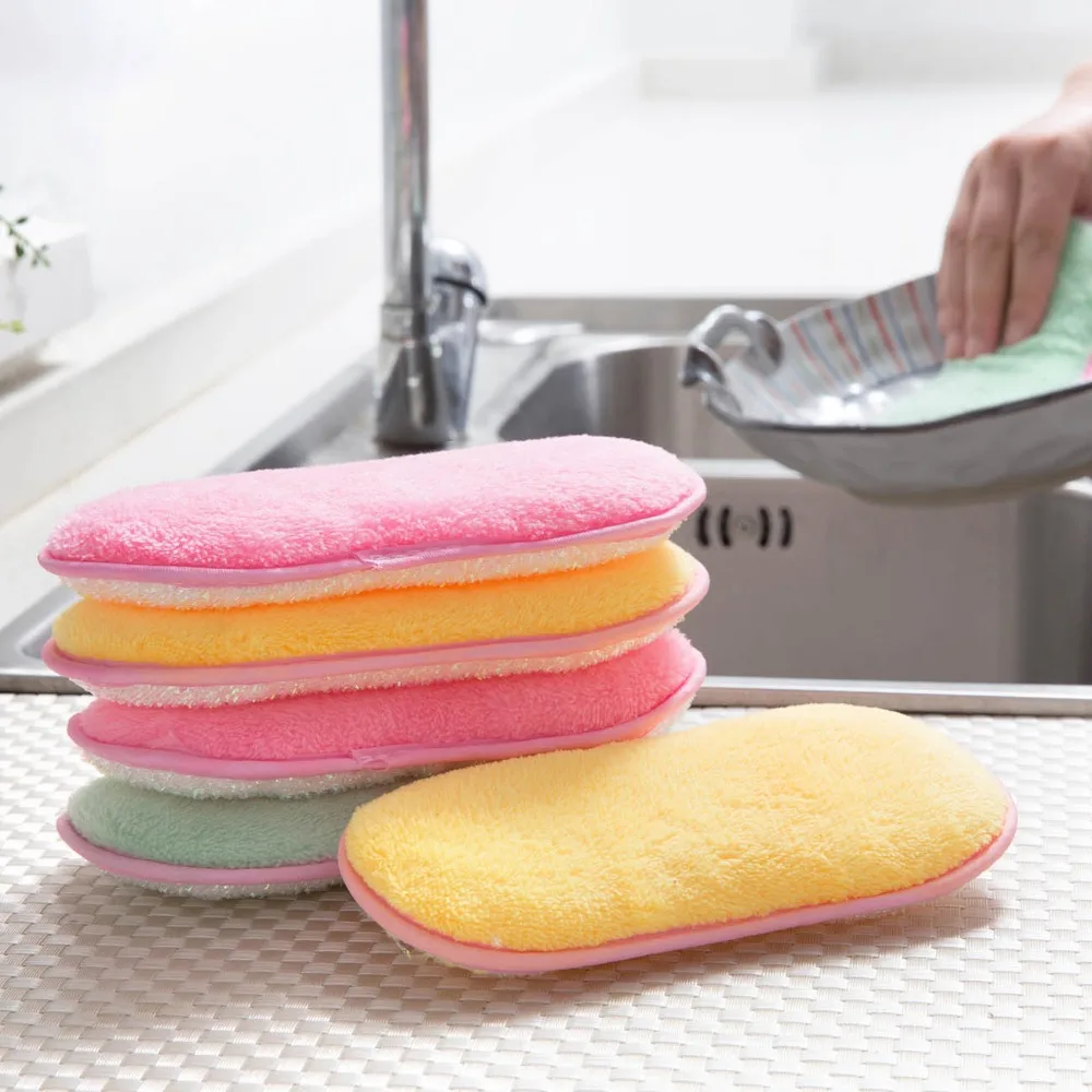 

OTHERHOUSE Kitchen Towel Rag Dish Washing Cloth Reusable Kitchen Cleaning Towels Coral Fleece Soft Washcloth Cleaning Cloth