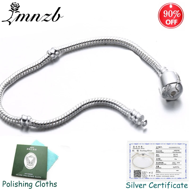 

Big Promotion 100% Original 925 Solid Silver Charm Bracelet Bangle With Certificate Card Snake Bone Bracelet for Women ZSL005