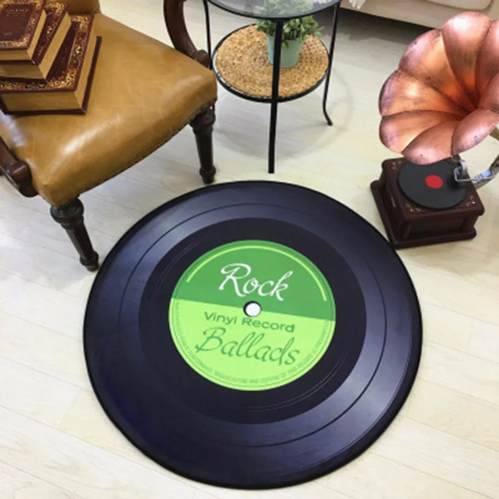 Bath Mat Cd Carpet Toilet Mats Rug In The Toilet For Bathroom Antique Sofa Chair Cushion Cat Vinyl Record Non-Slip Round Rug