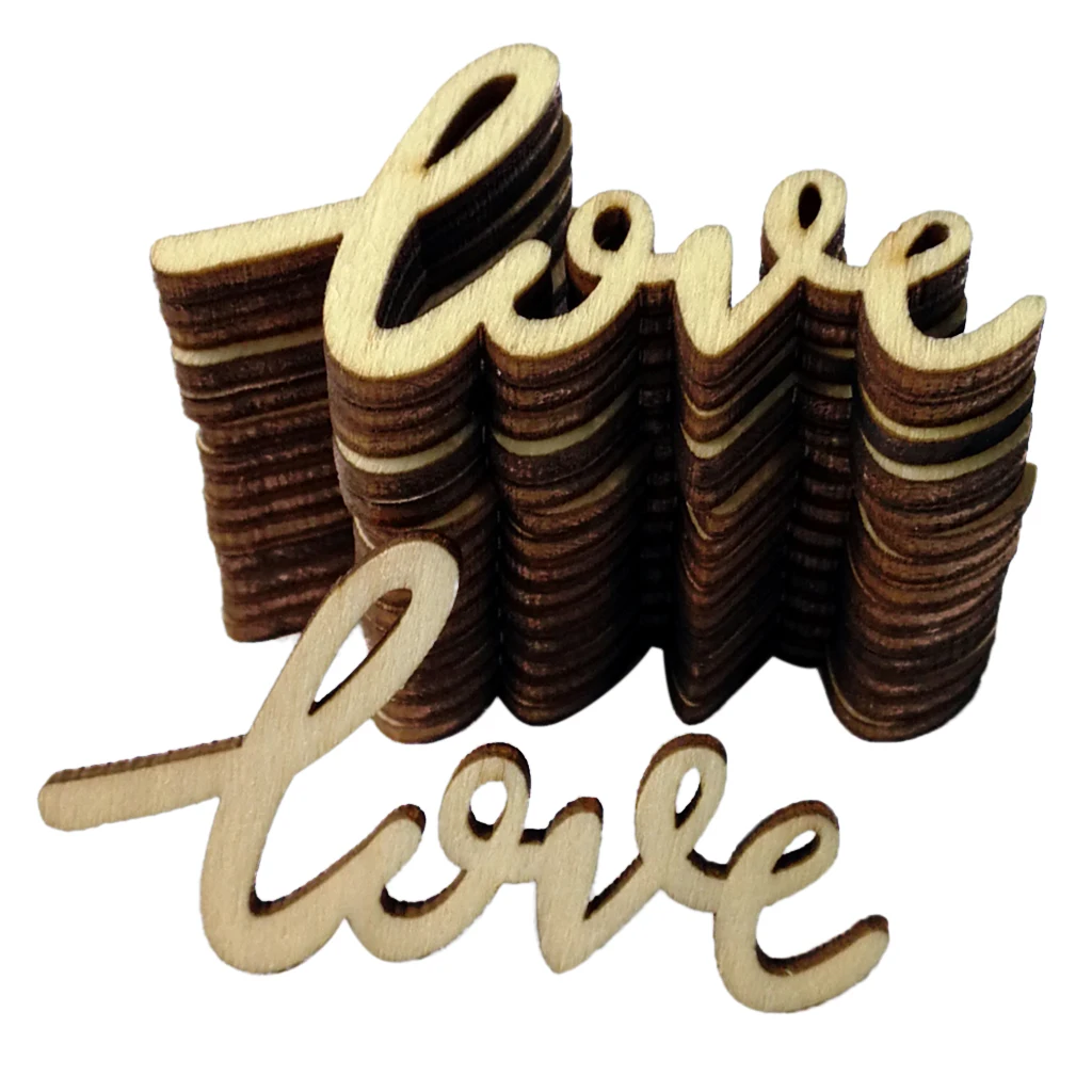 Lot of 15pcs LOVE Handmade Wooden Cut Wooden Pieces DIY Scrapbook Craft Party & Holiday DIY Decorations