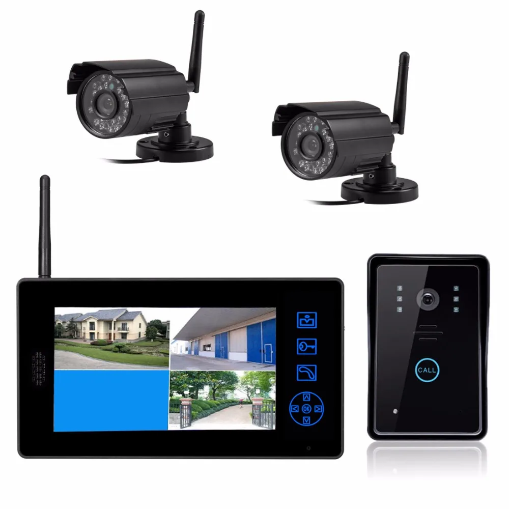 Yobang система безопасности 2,4G CCTV система безопасности Видео Запись монитор дверной звонок+ 0.3MP цифровая камера Домашний домофон " видеодомофон