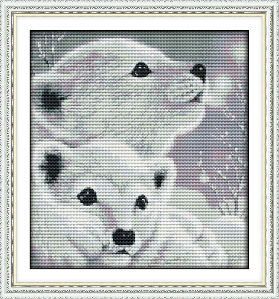 

Two little polar bears cross stitch kit aida 14ct 11ct count printed canvas stitches embroidery DIY handmade needlework