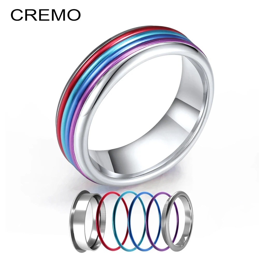 

Cremo Rainbow Filled Cuff Ring Coupled Intersected Accessories Minimalist Ring Multi Jewelry Exquisite Stainless Steel Rings