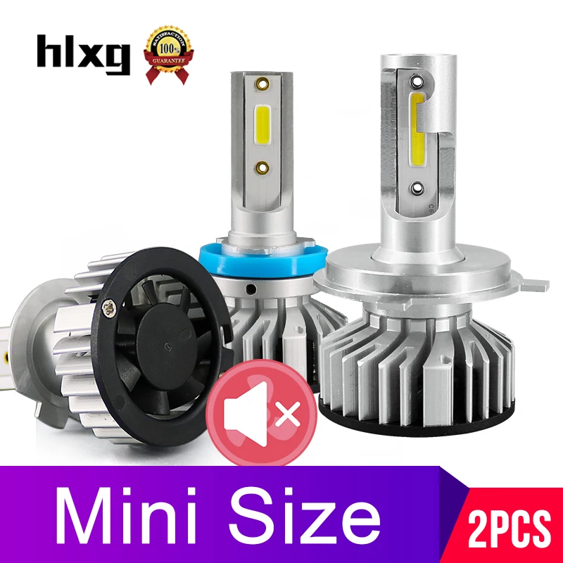 

hlxg 2PCS Mini H1 H11 H8 H7 LED H4 Car Bulb Automobiles Headlight 9006 HB4 LED HB3 9005 H3 50W 10000LM 6000K 12V Car Accessories