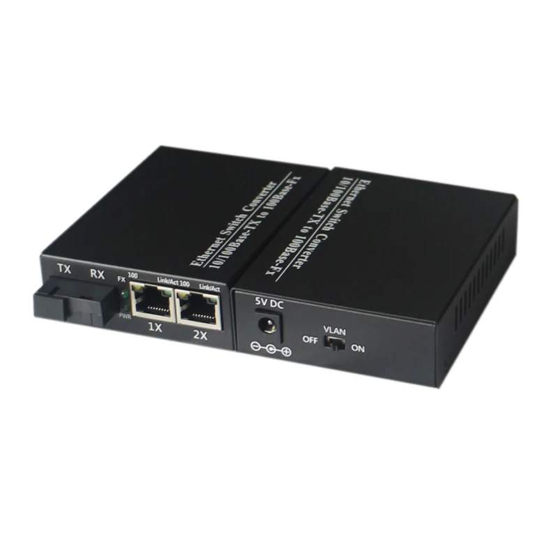 

10/100M Fiber Optic to 2 RJ45 Media Converter fiber ethernet switch fiber optic transceiver single-mode single fiber 20 KM