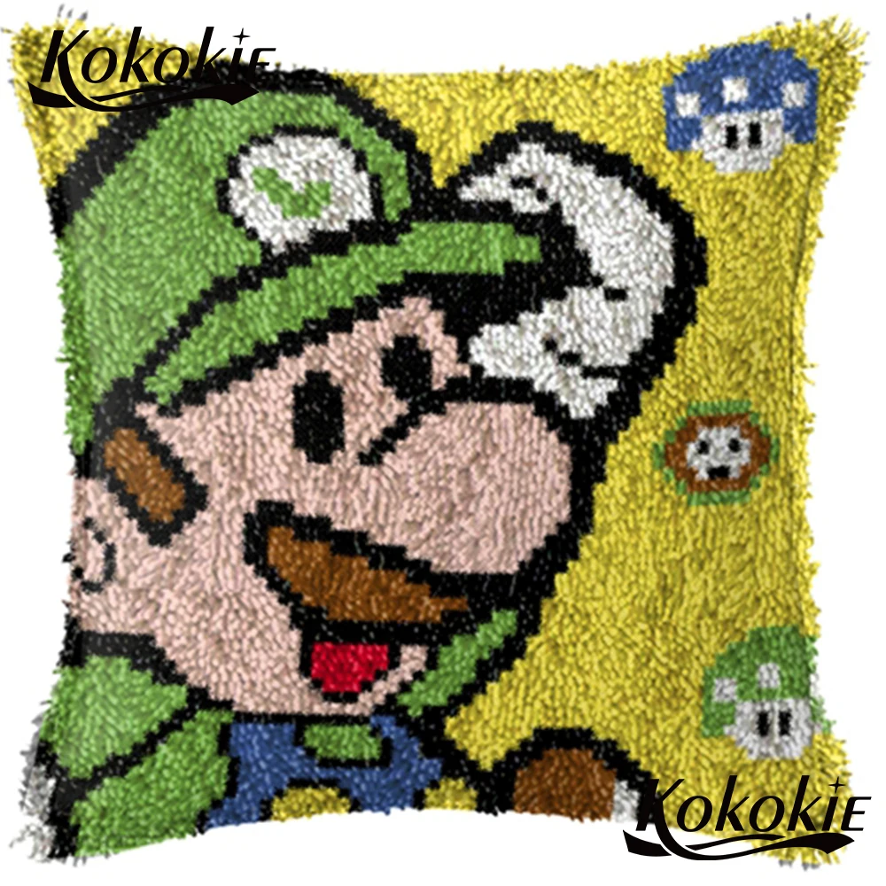 Threads Embroidery Latch Hook Rug Kits Cross Stitch Pillowcase Embroider Cushion Mat Crocheting Rug Yarn Needlework Set